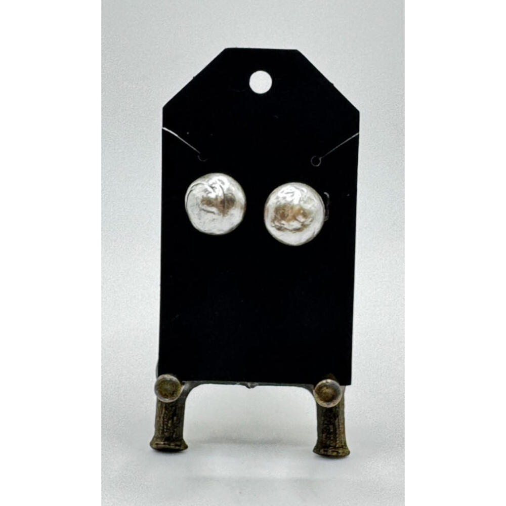 Vintage Baroque Freshwater Pearl Stud Earrings Sterling Silver Screw Back 1.5"